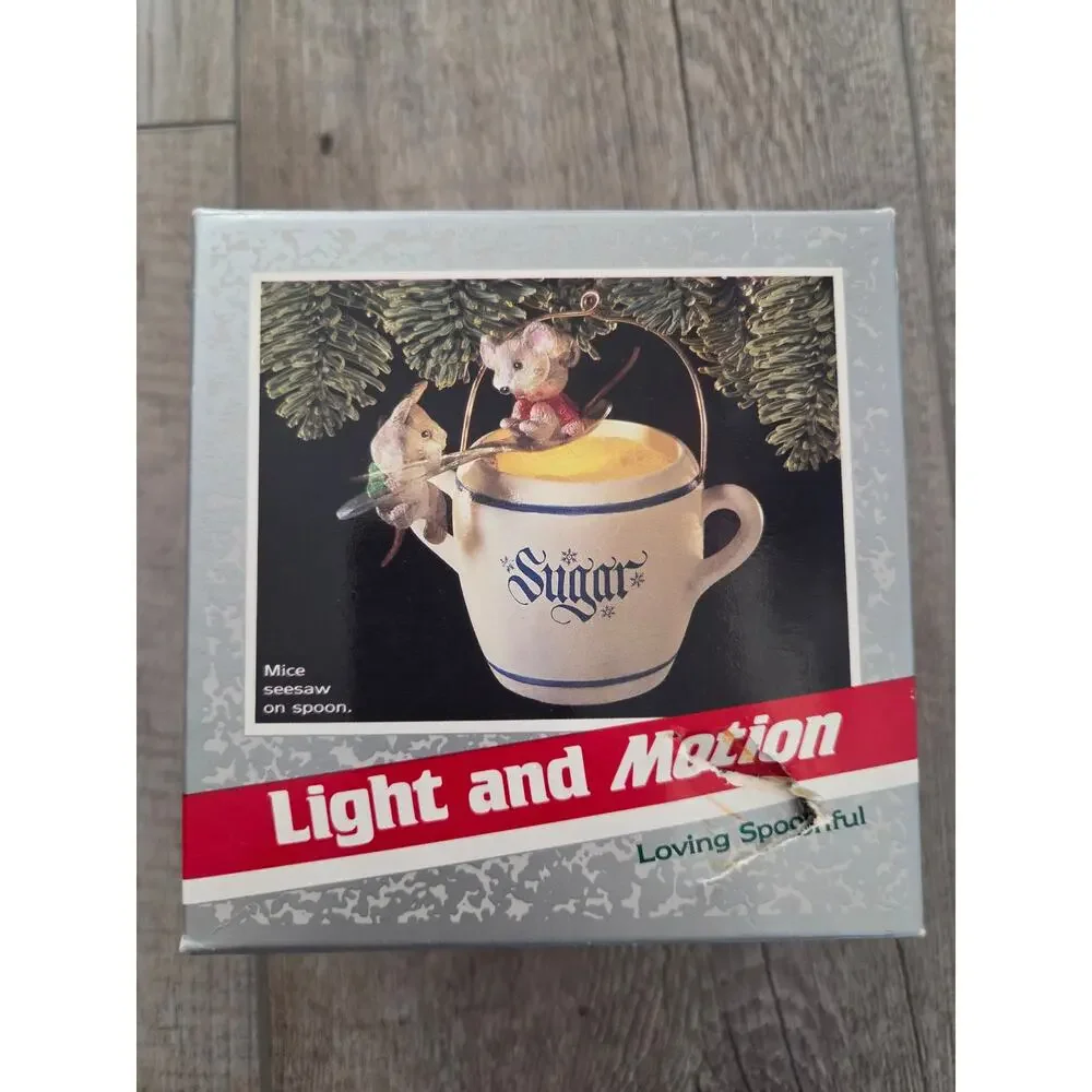 Hallmark Magic Light & Motion Ornaments Lot -Christmas Morning & Loving Spoonful